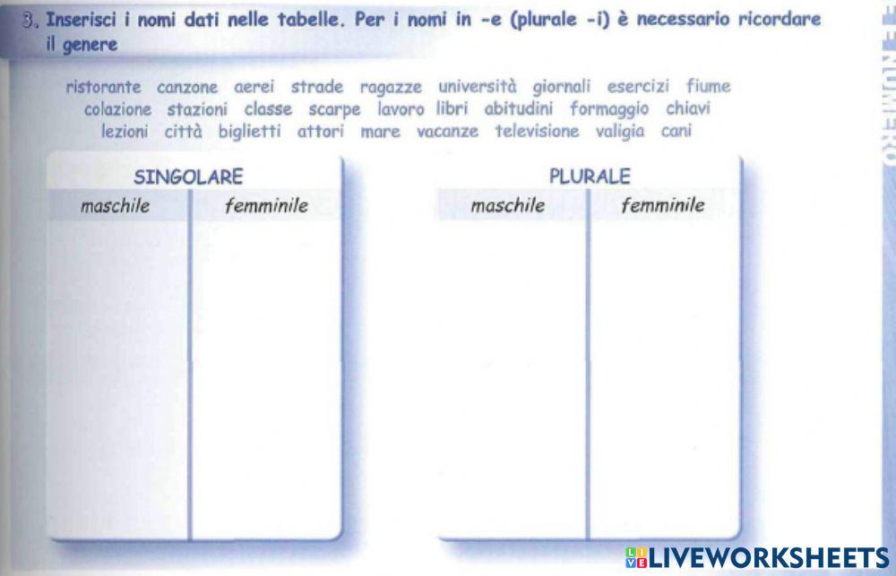 Il nome: il genere ed il numero