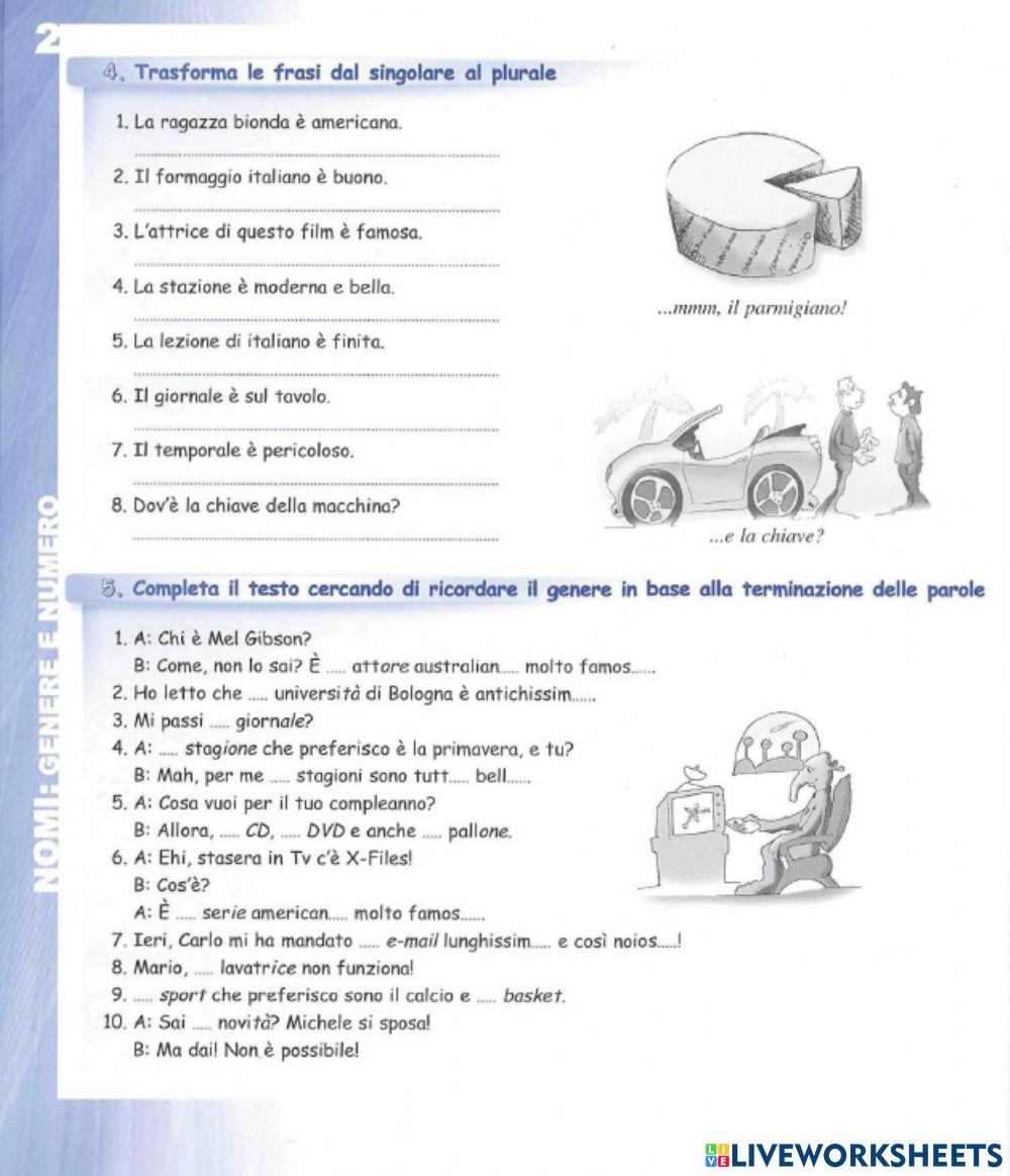 Il nome: il genere ed il numero