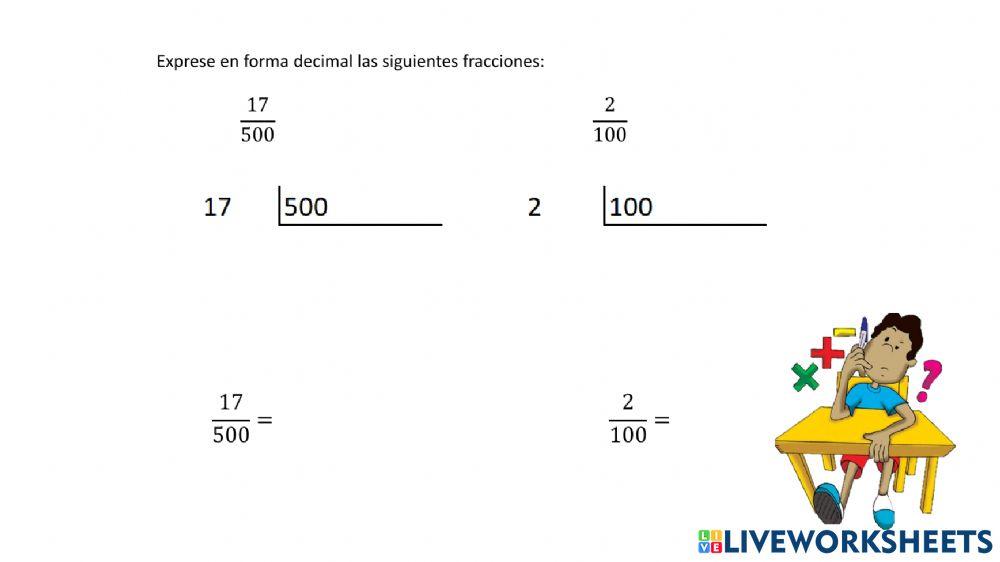 Conversión de fracciones a decimales