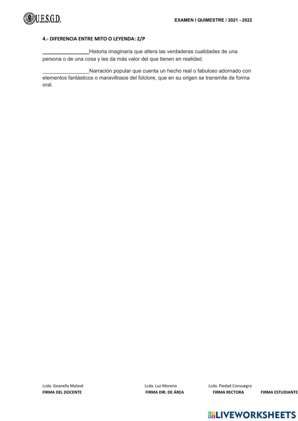 Examen del primer quimestre