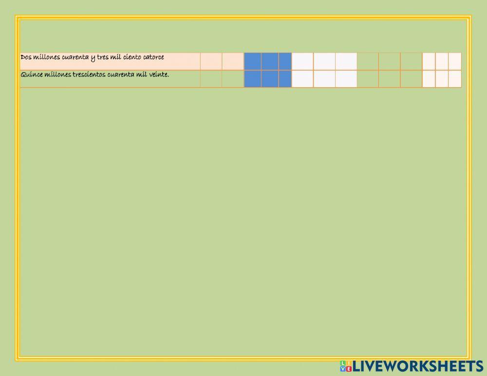 Lectura y escritura de números hasta billones