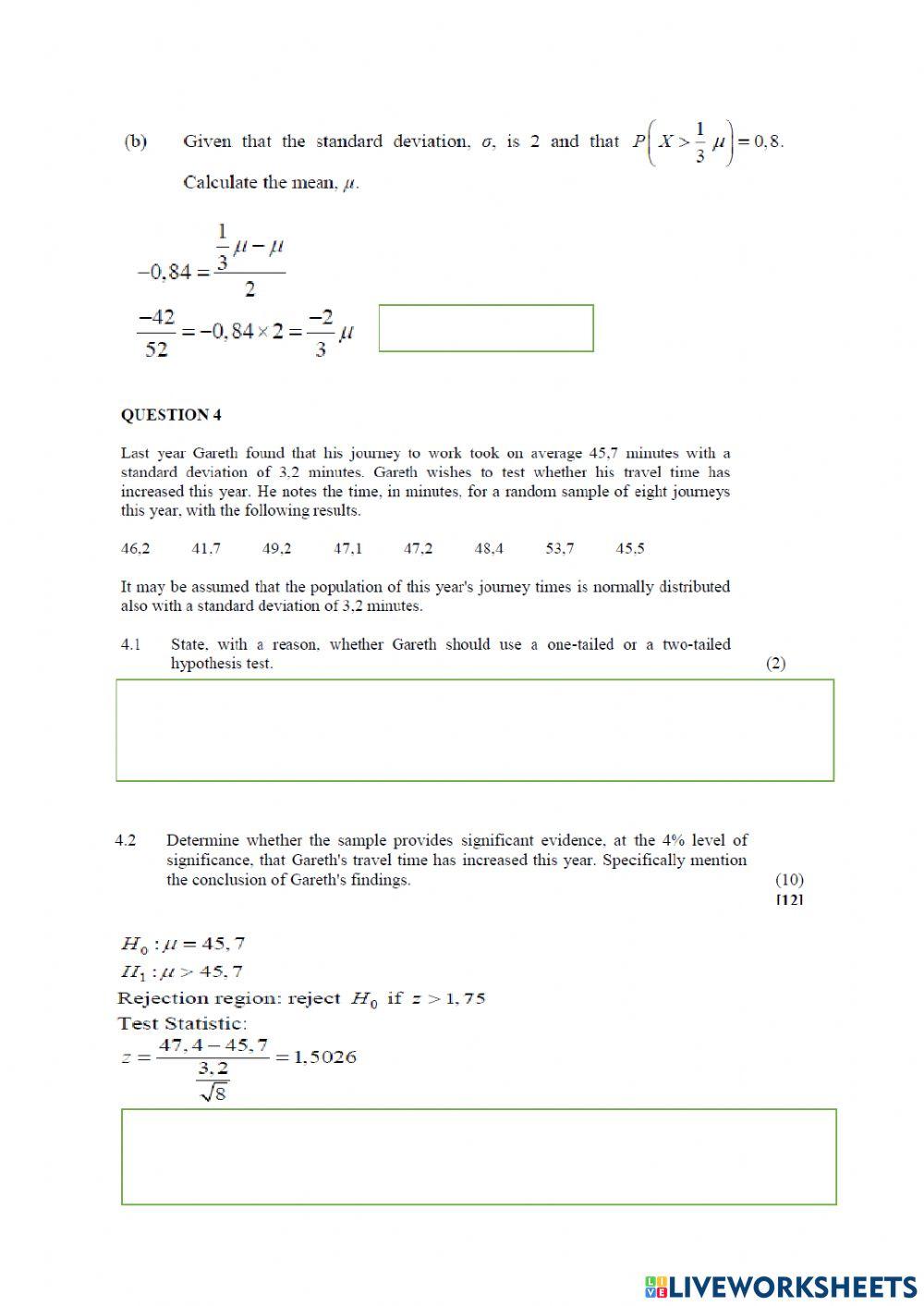 Higher Math paper 2 statistics part 1