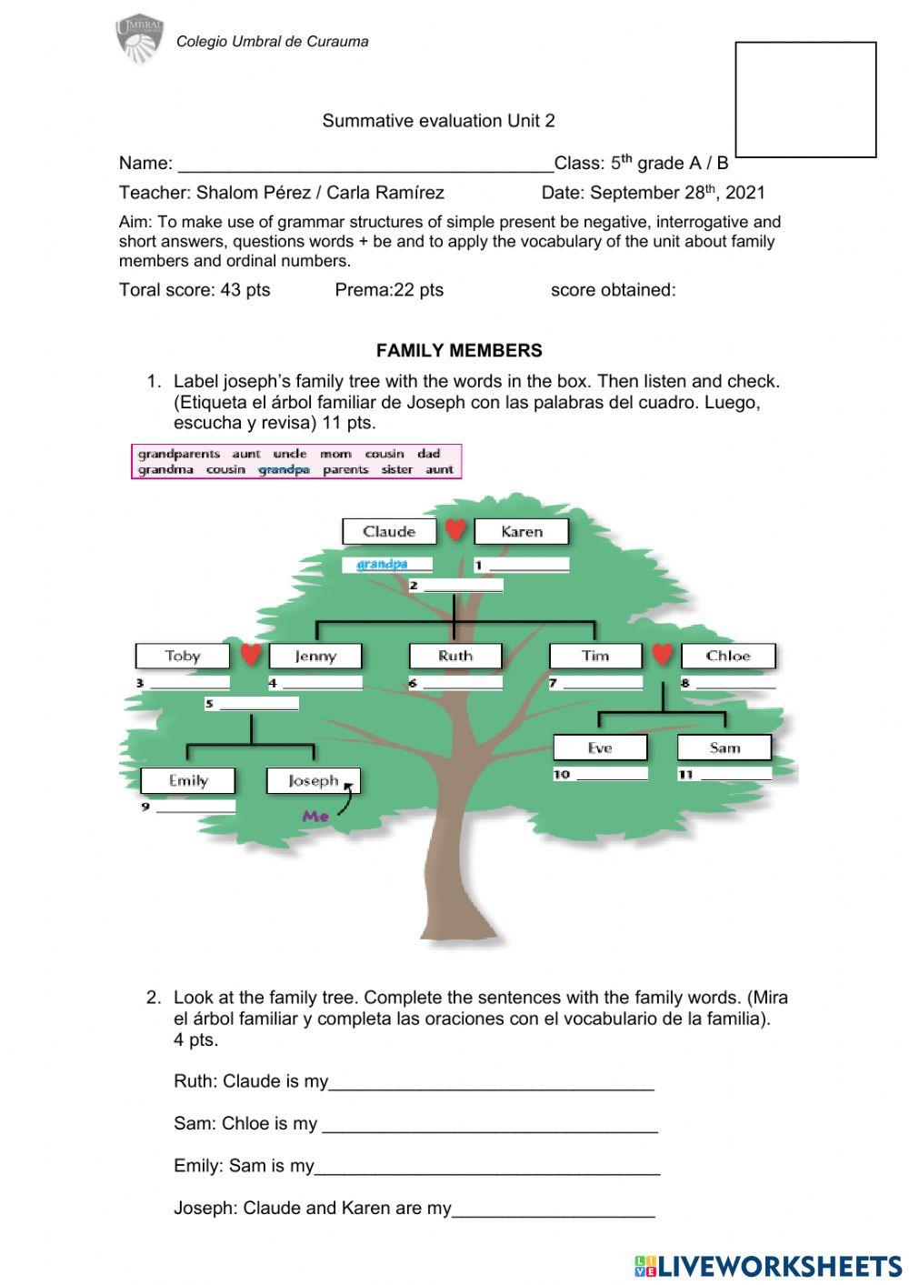 Simple present online exercise for 5th grade Live Worksheets