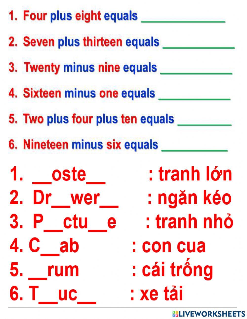 Grade 3 - numbers and words