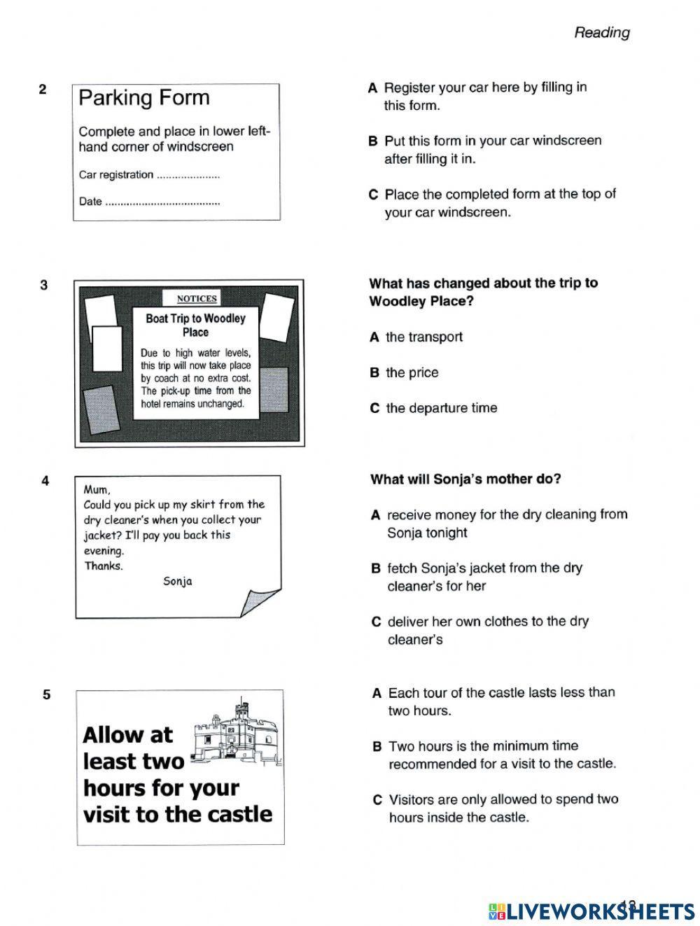 Pre-5 Final Reading Test