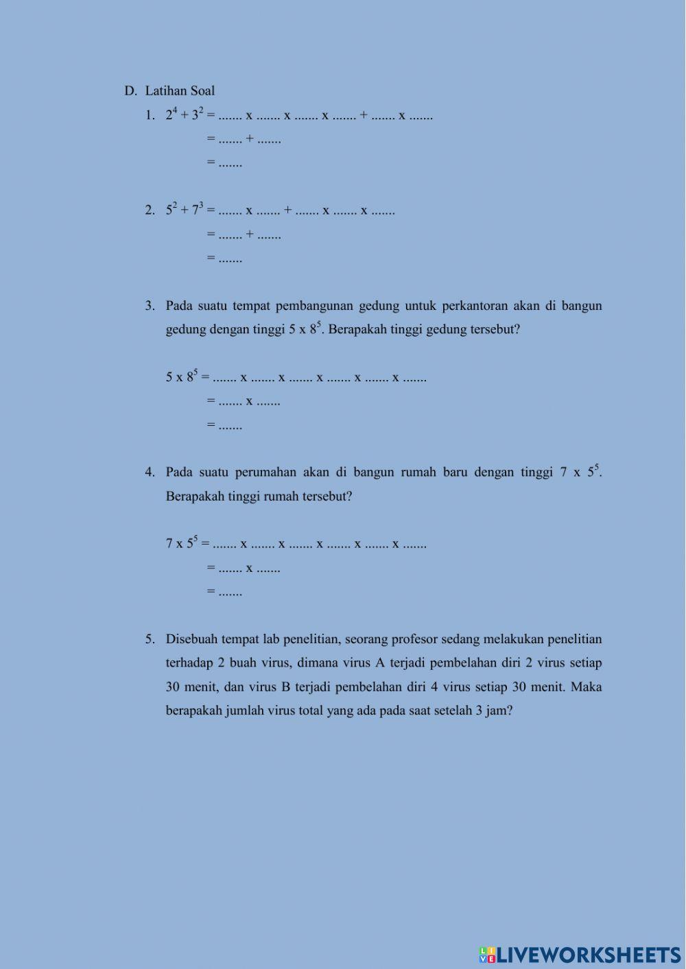 LKPD Bilangan Berpangkat dan Bentuk Akar