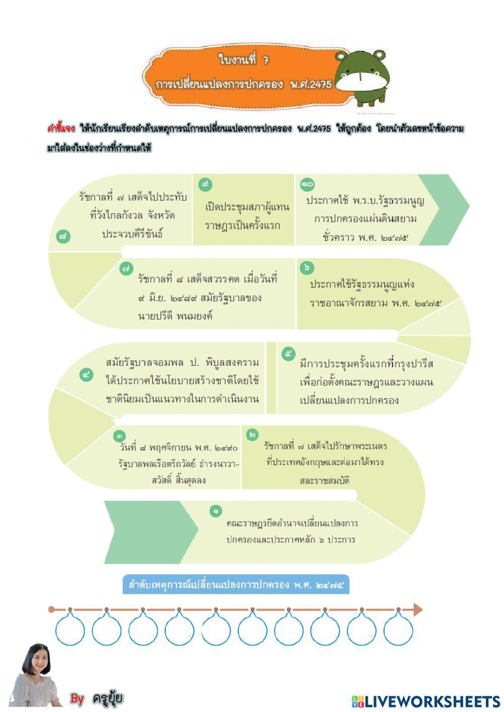 ใบงานที่ 7 การเปลี่ยนแปลงการปกครอง พ.ศ.2475