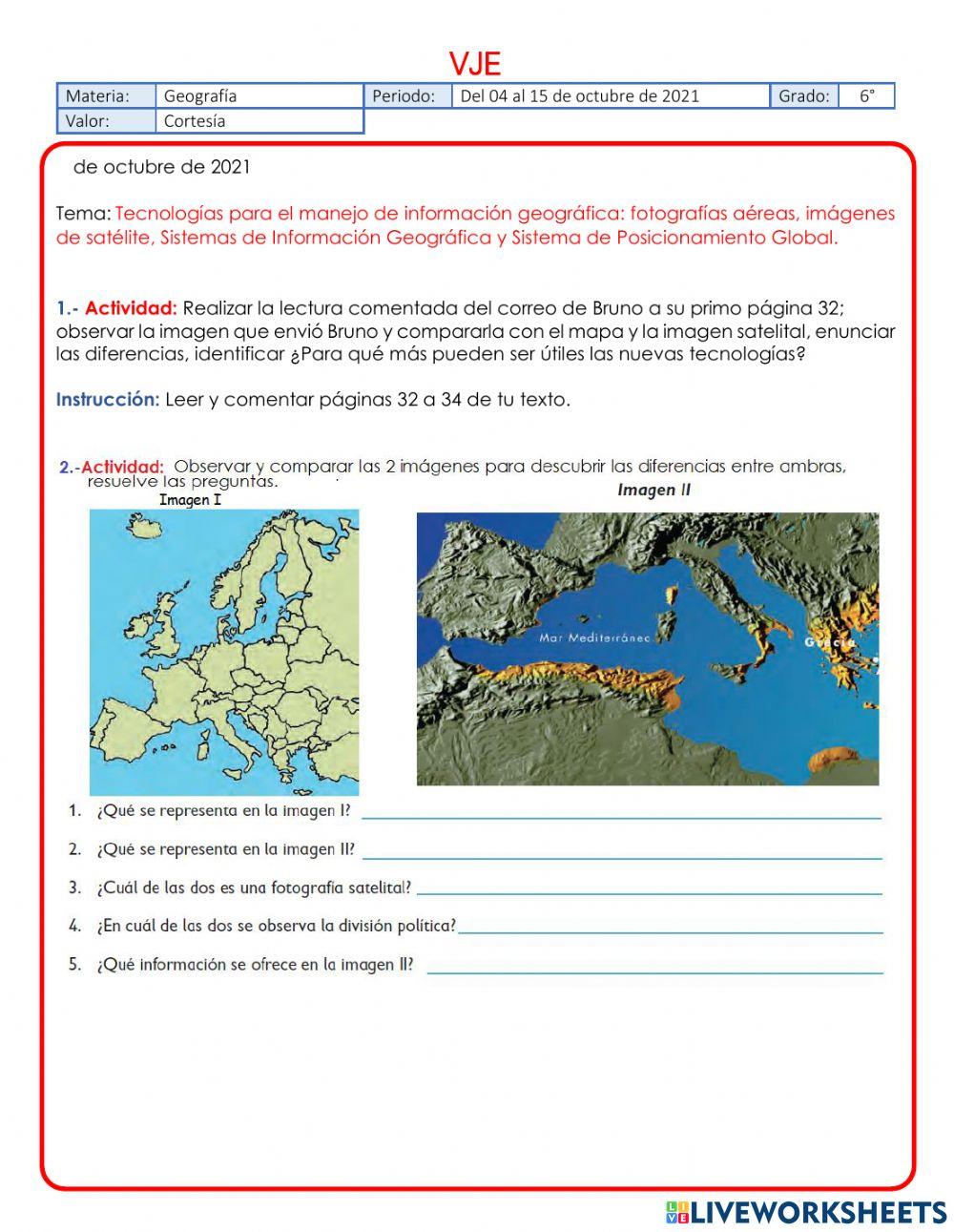 Tecnologías para el manejo de información geográfica. online exercise for