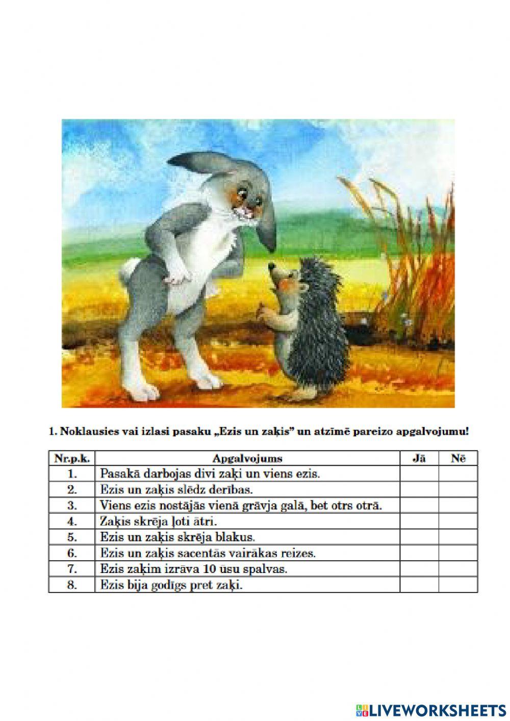 Klausīšanās uzdevums 1. klasei