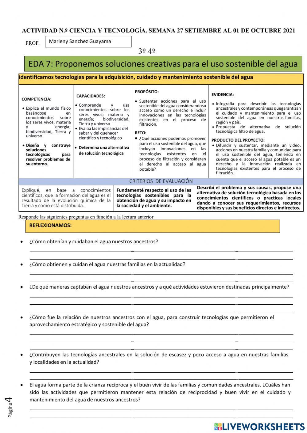 Identificamos tecnologías para la adquisición, cuidado y mantenimiento sostenible del agua