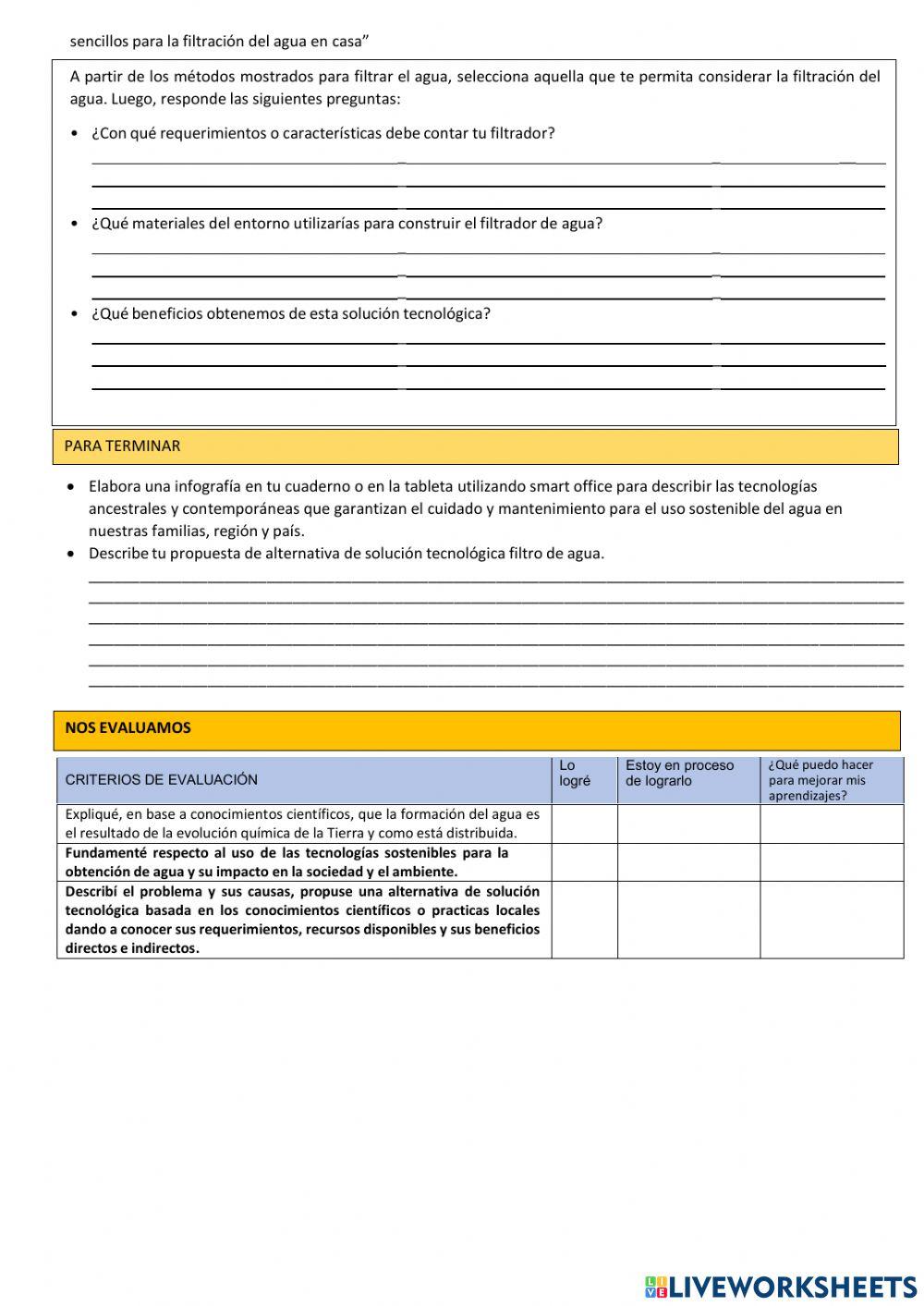 Identificamos tecnologías para la adquisición, cuidado y mantenimiento sostenible del agua
