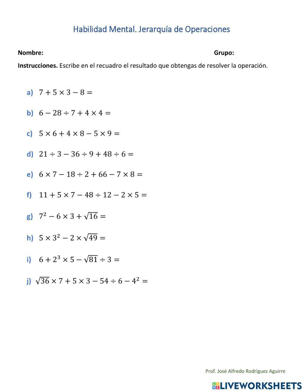 Jerarquía de Operaciones 1.0