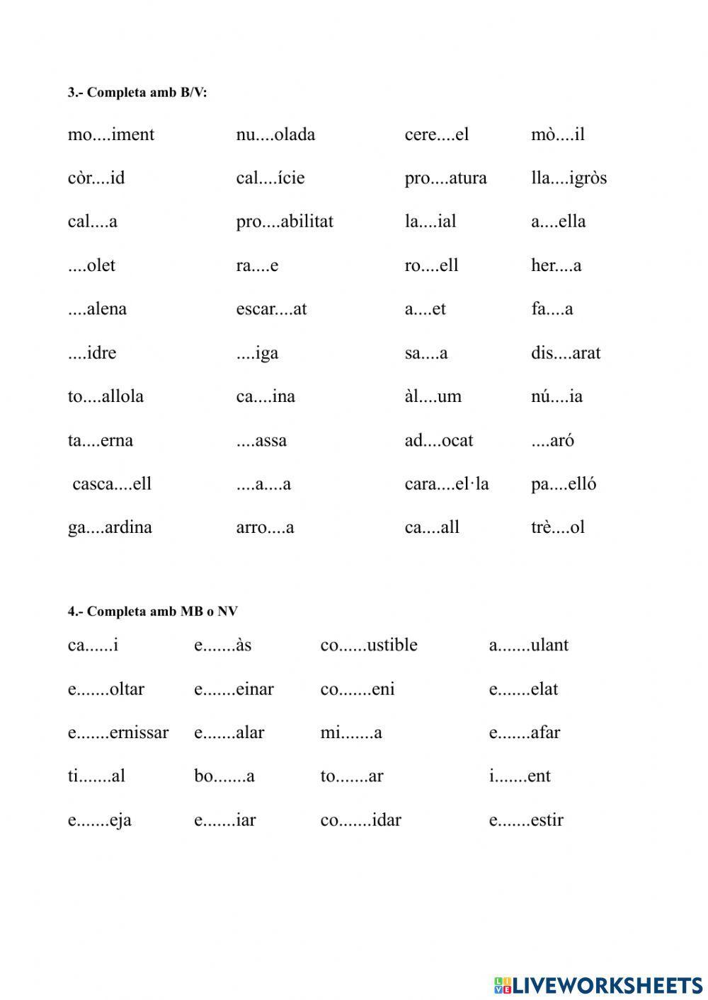 ORTOGRAFIA 6 PRIMARIA (B-V)