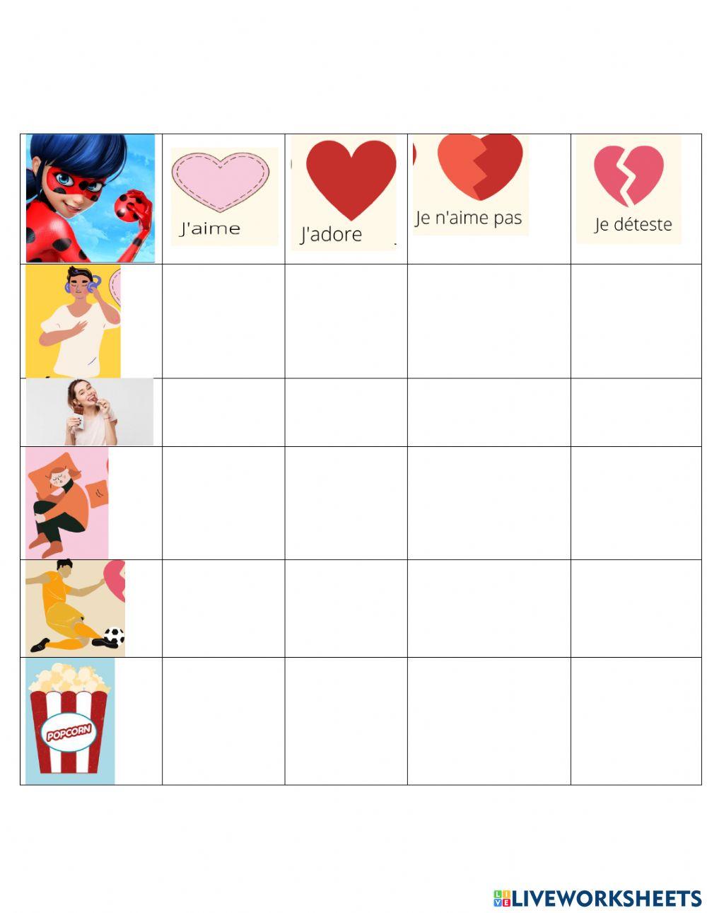 Qu'est-ce que tu aimes faire?