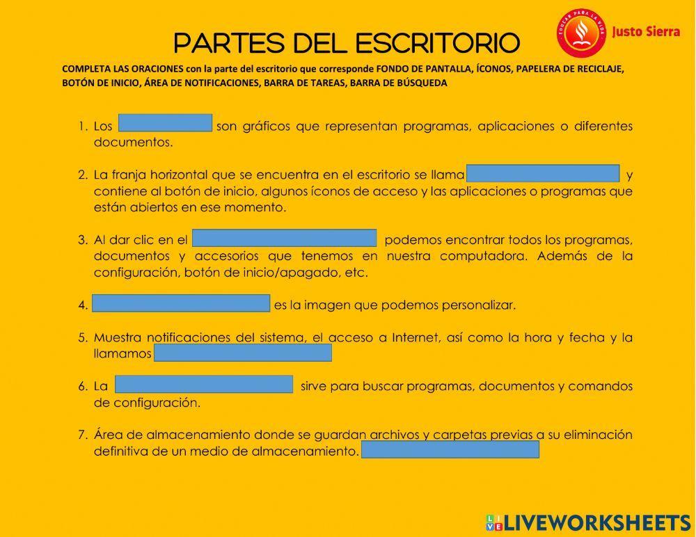 Partes del escritorio