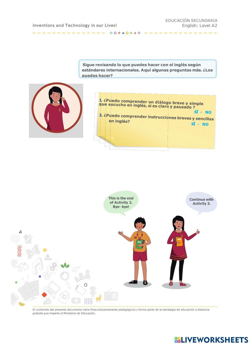 Activity 2 of inventions and Technology in our lives.