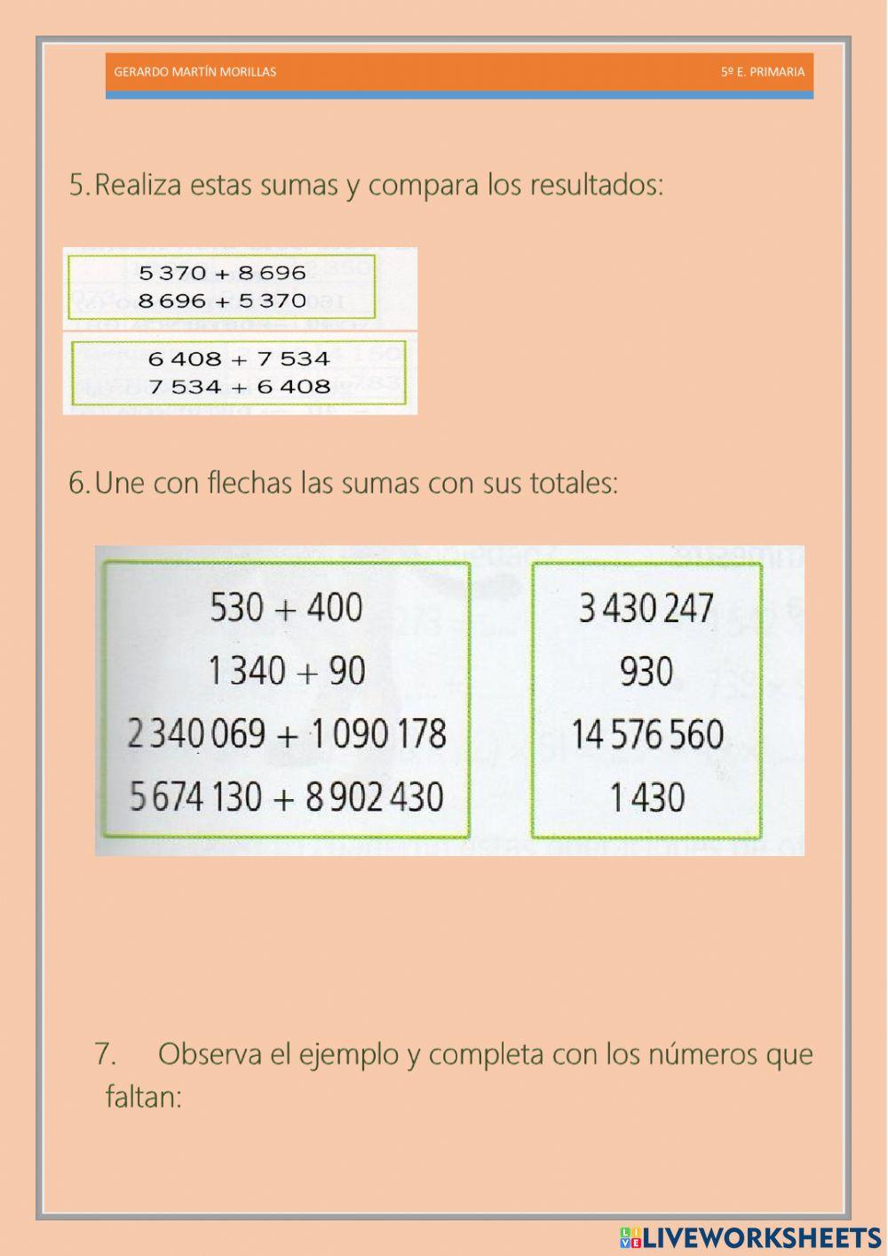 Cálculo y operaciones. Ficha 1.