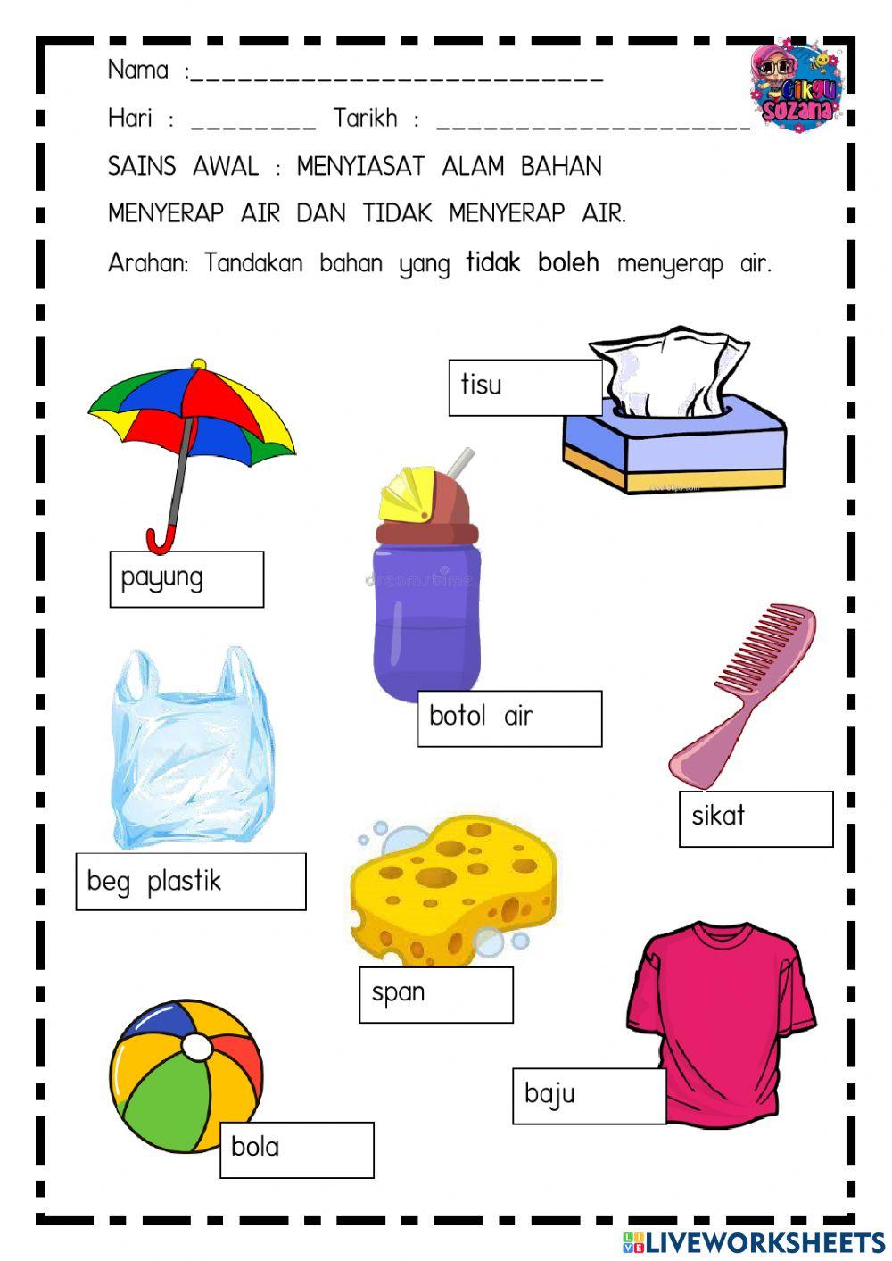 Bahan menyerap air dan tidak menyerap air