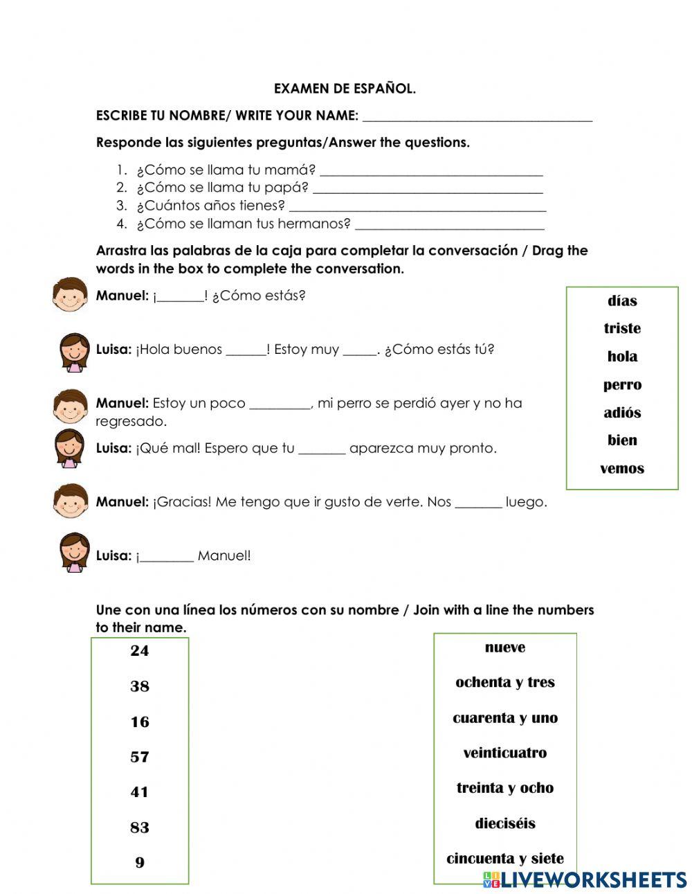 Examen de español básico