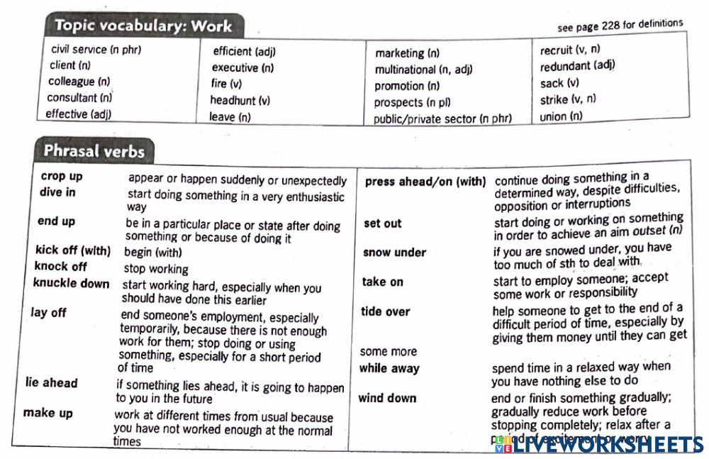 Phrasal verb worksheet 2
