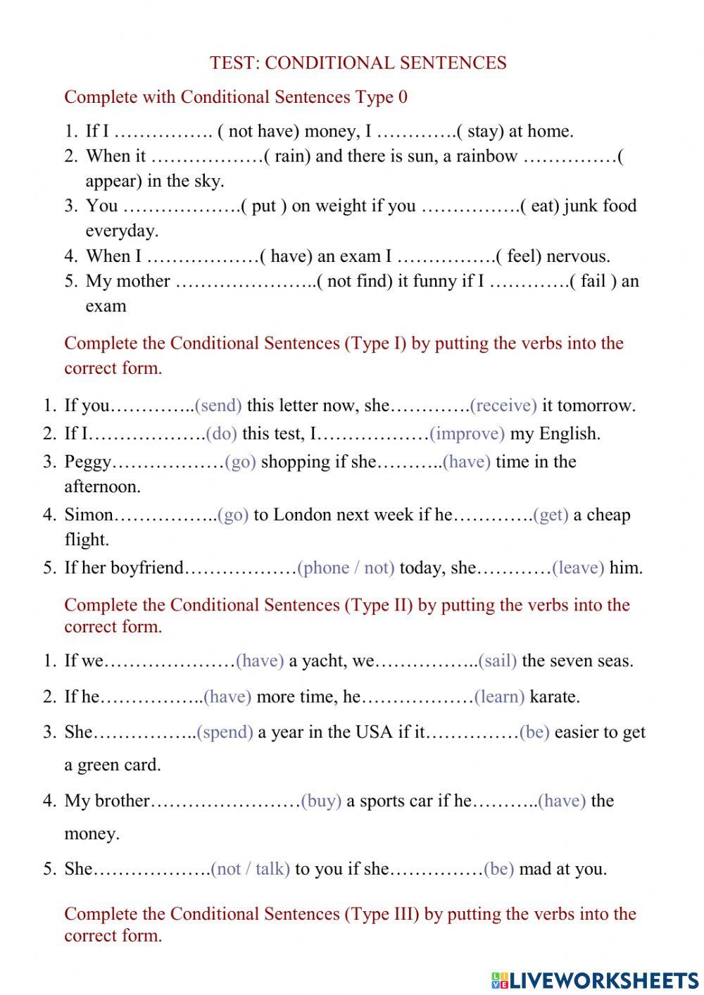 Conditionals Test