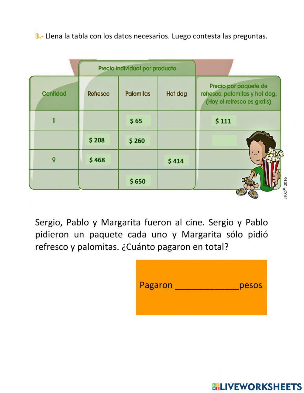 Completo tablas de precios