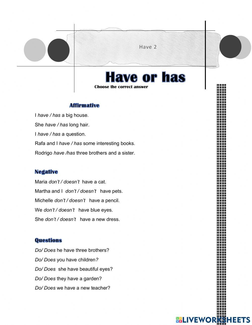 Have 2 1452456 | Jazminpr1 | LiveWorksheets