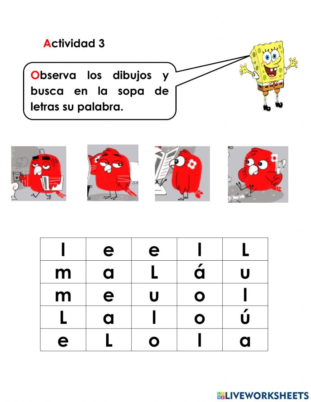 Sopa de letras palabras con l