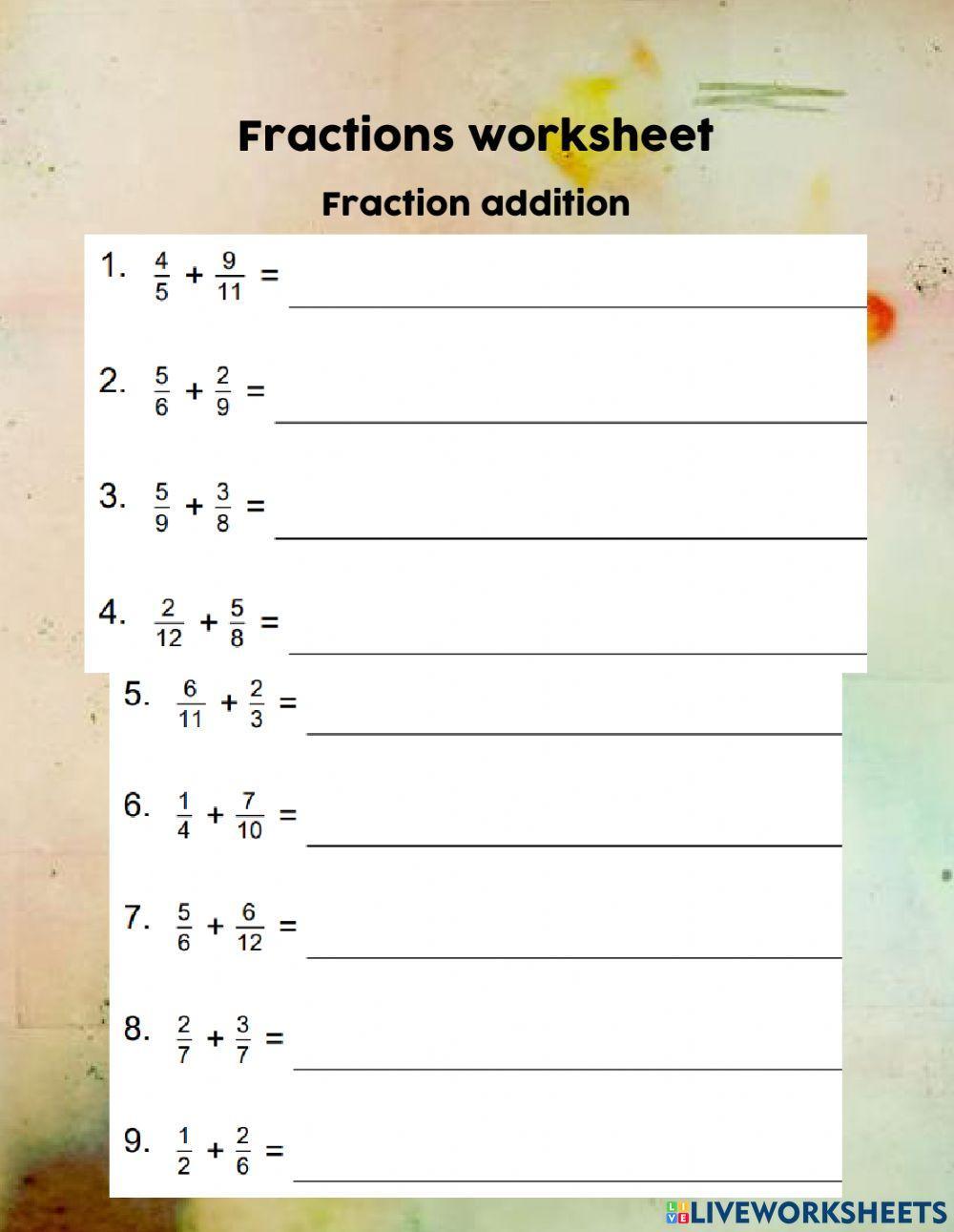 Fractions addition and subtraction