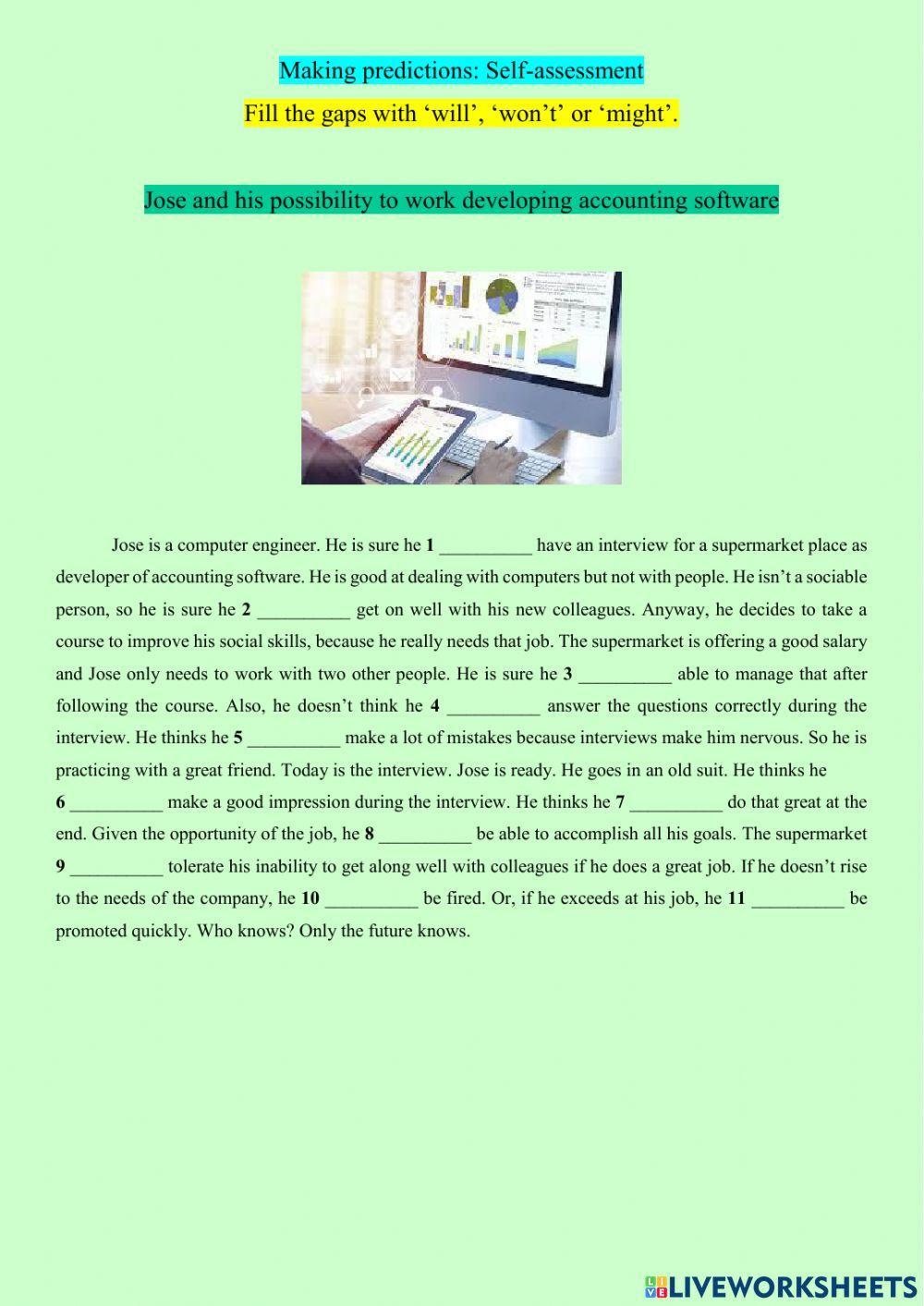 Making predictions with 'will' and 'might'