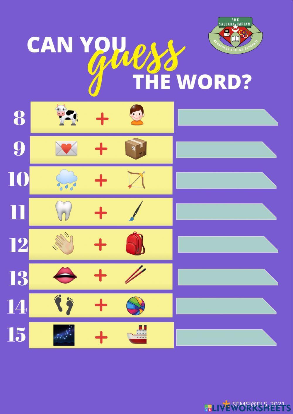 Compound Words Printable Emoji Quiz With Answers Emoji, 60 OFF