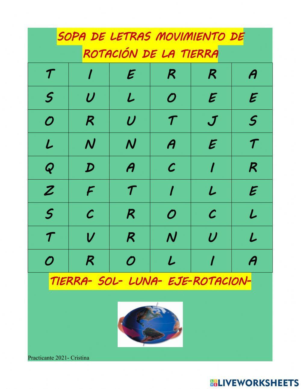 Sopa rotacion de la tierra