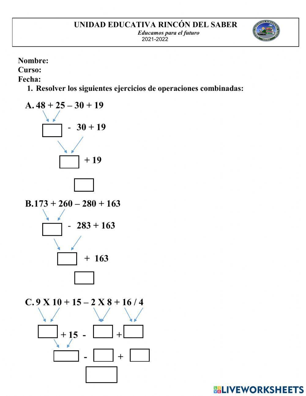 Operaciones combinadas