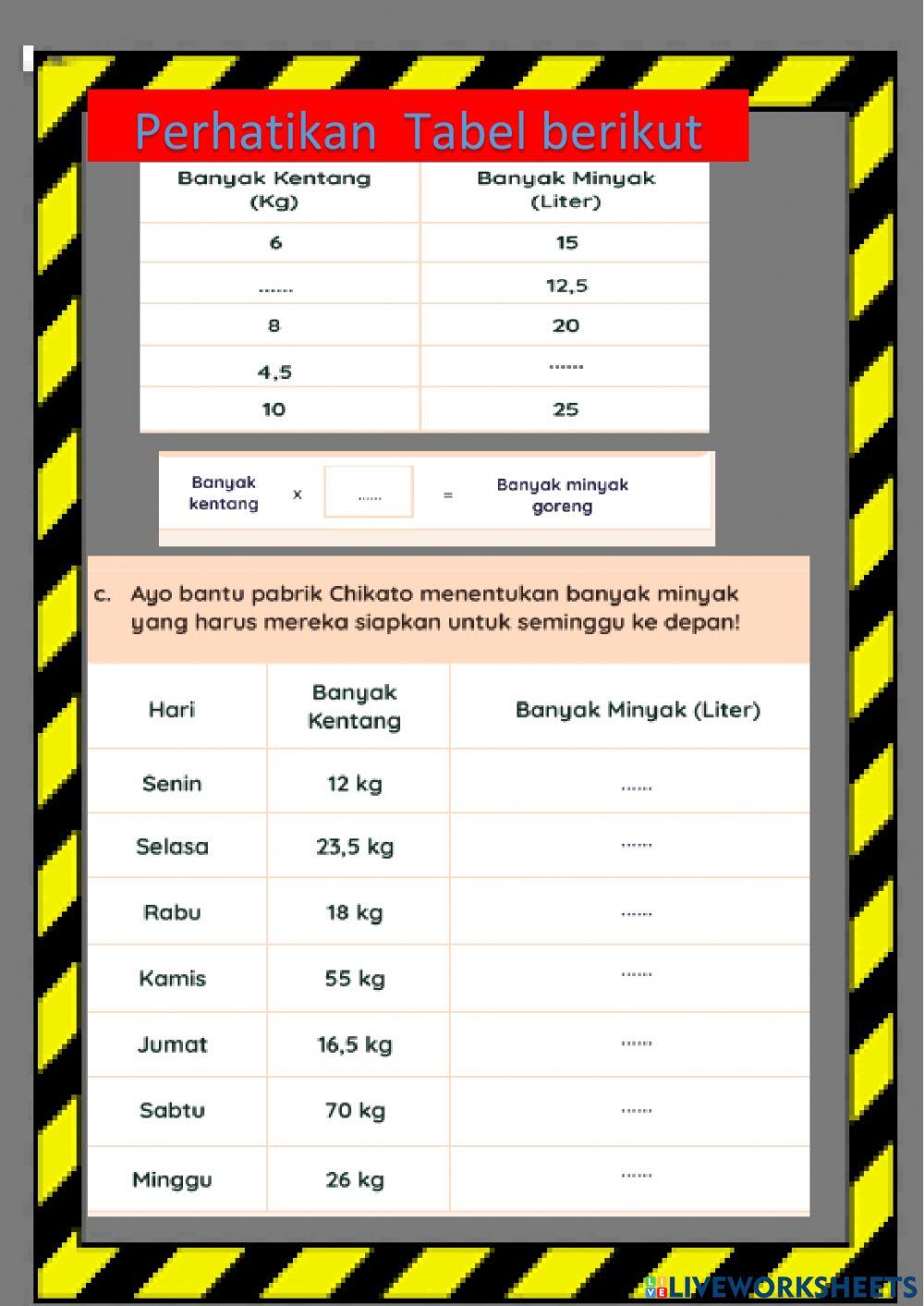Lembar kerja matematika