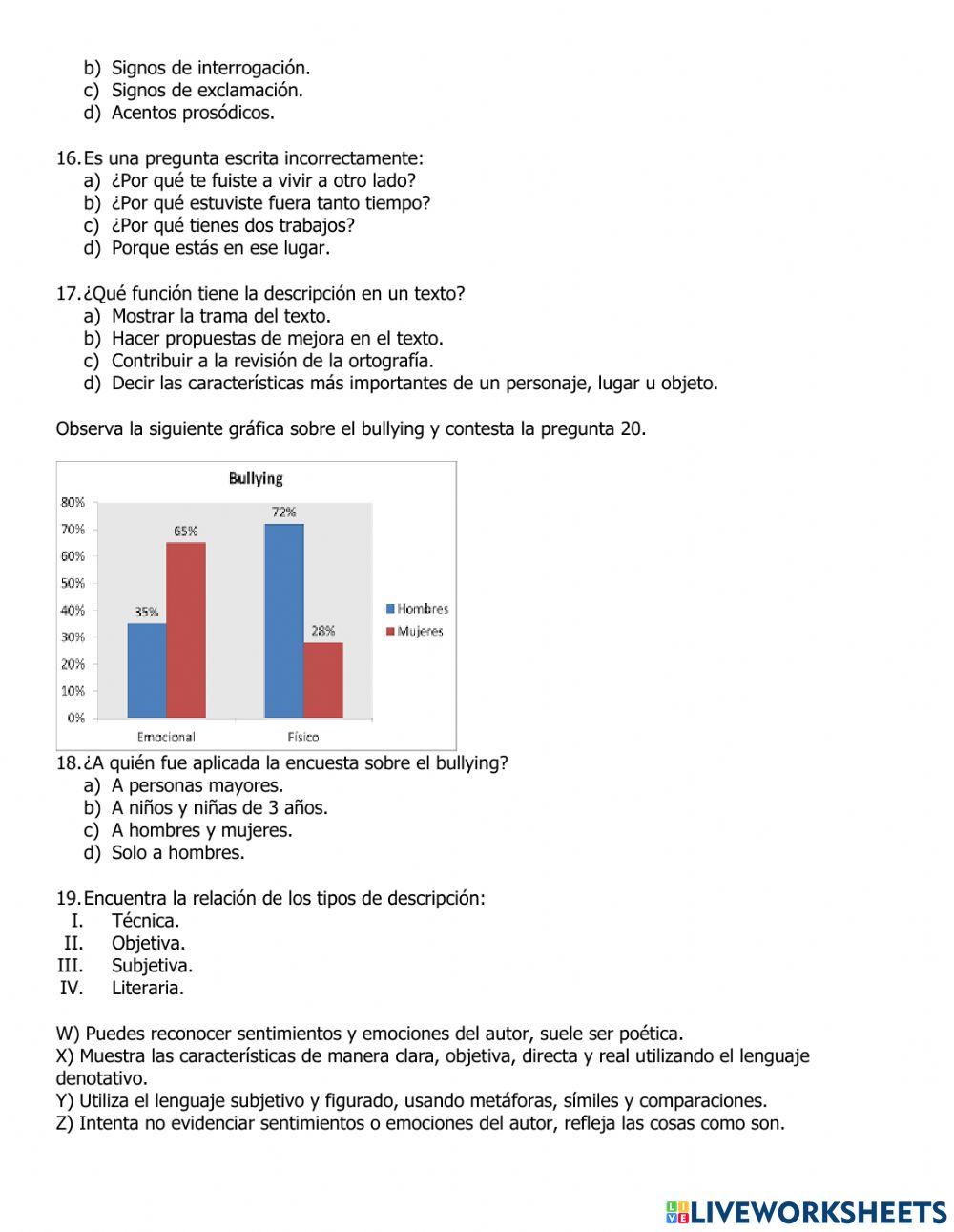 Ejercicio diagnostico de Español