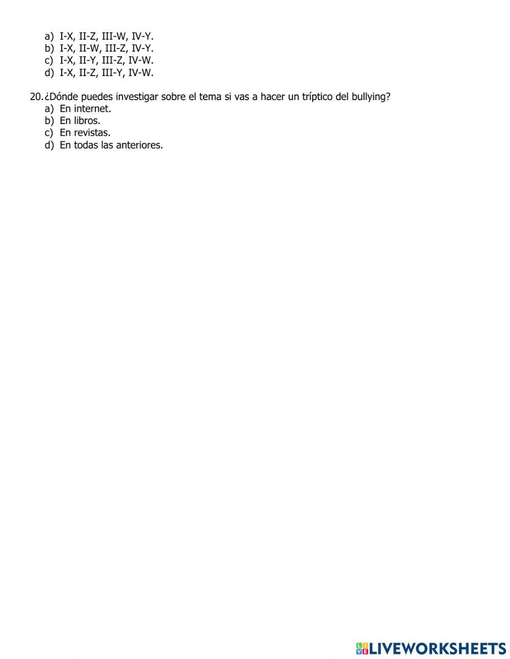 Ejercicio diagnostico de Español