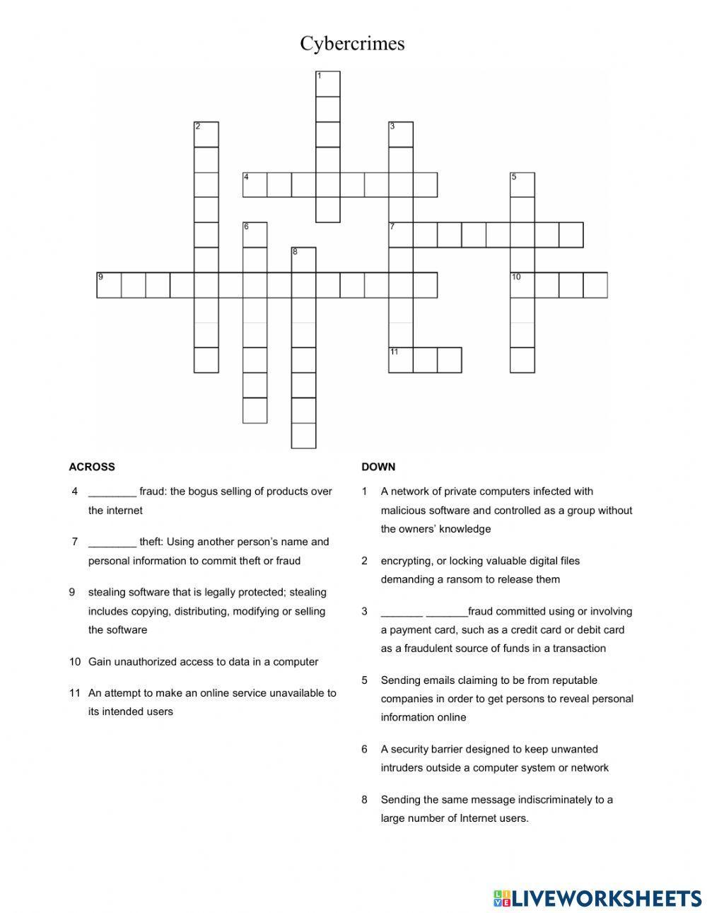 CyberCrime Crossword Puzzle