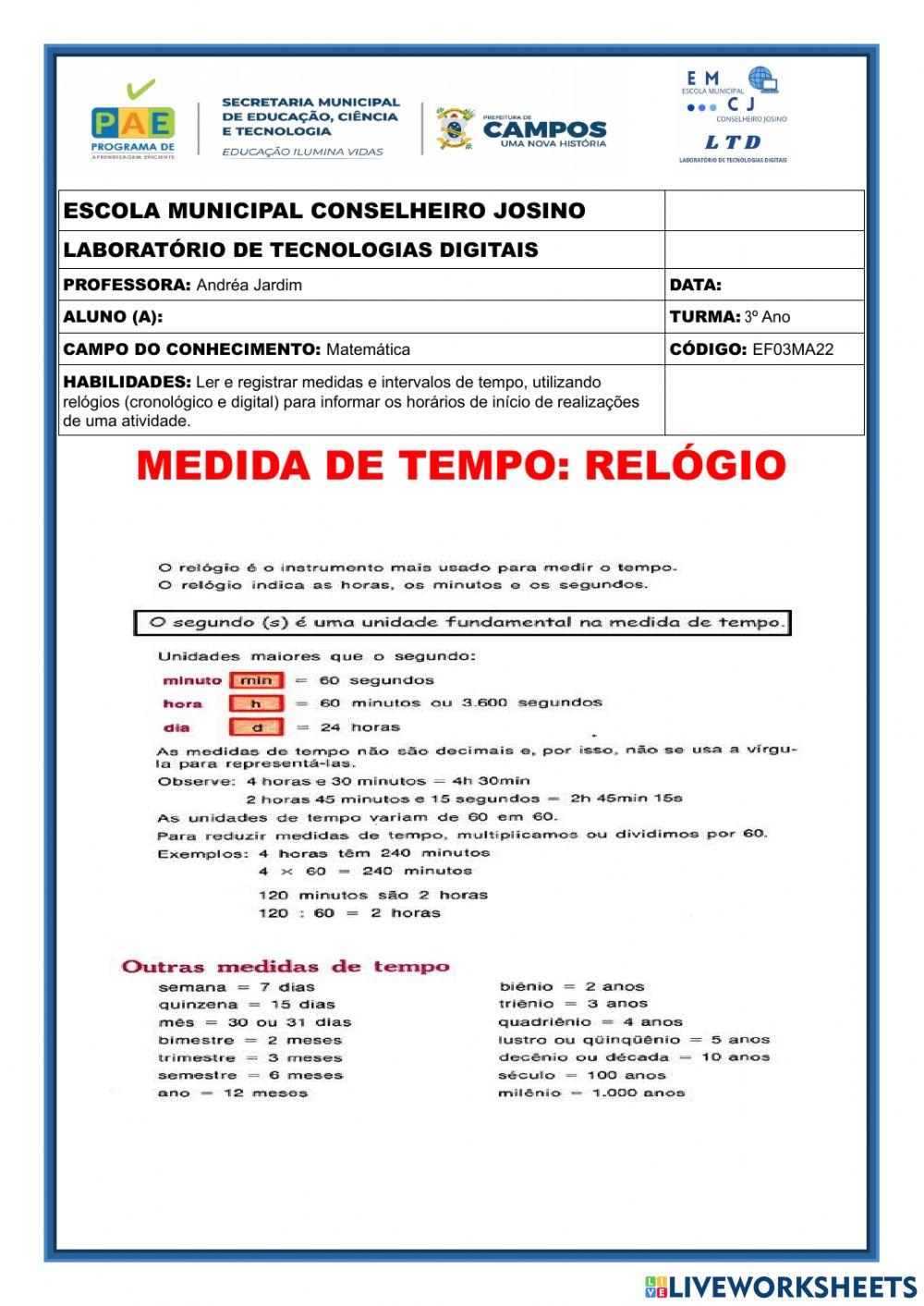 Medida do tempo- hora