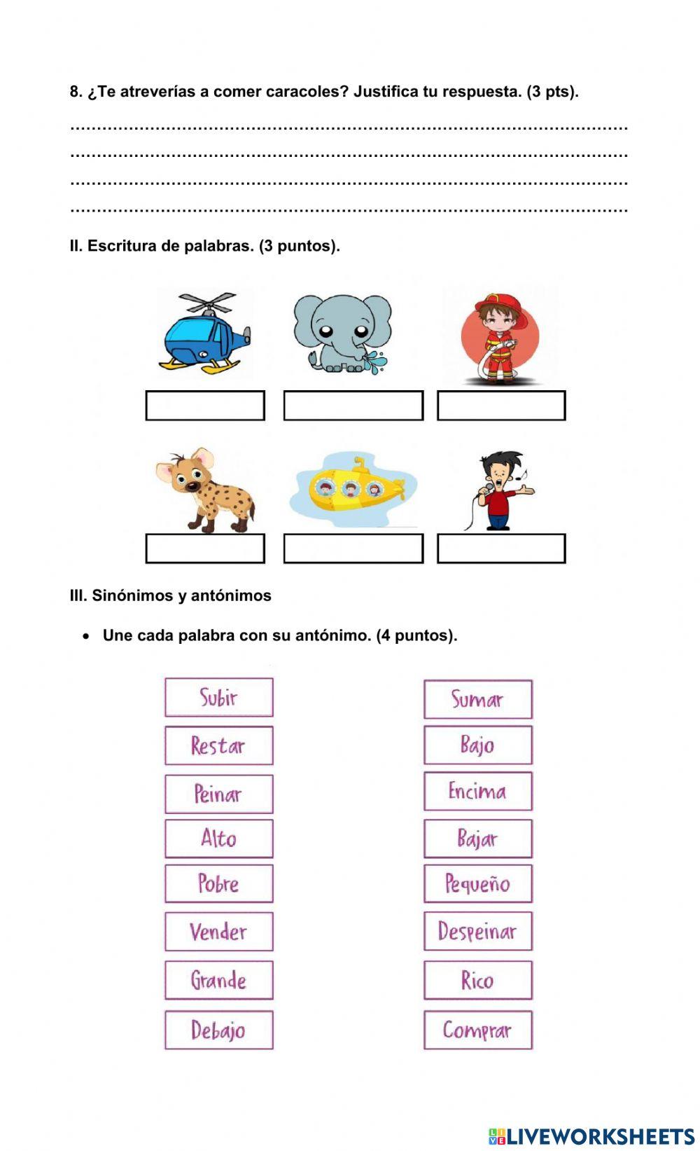 Evaluación Unidad 3 Lenguaje y Comunicación