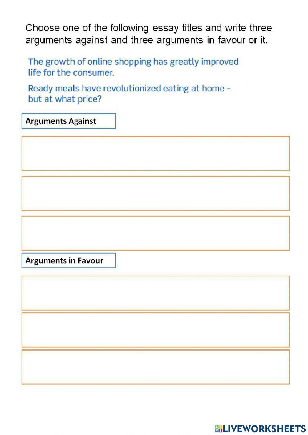 Writing Argumentative Essays