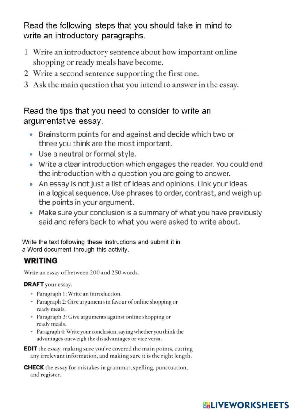 Writing Argumentative Essays