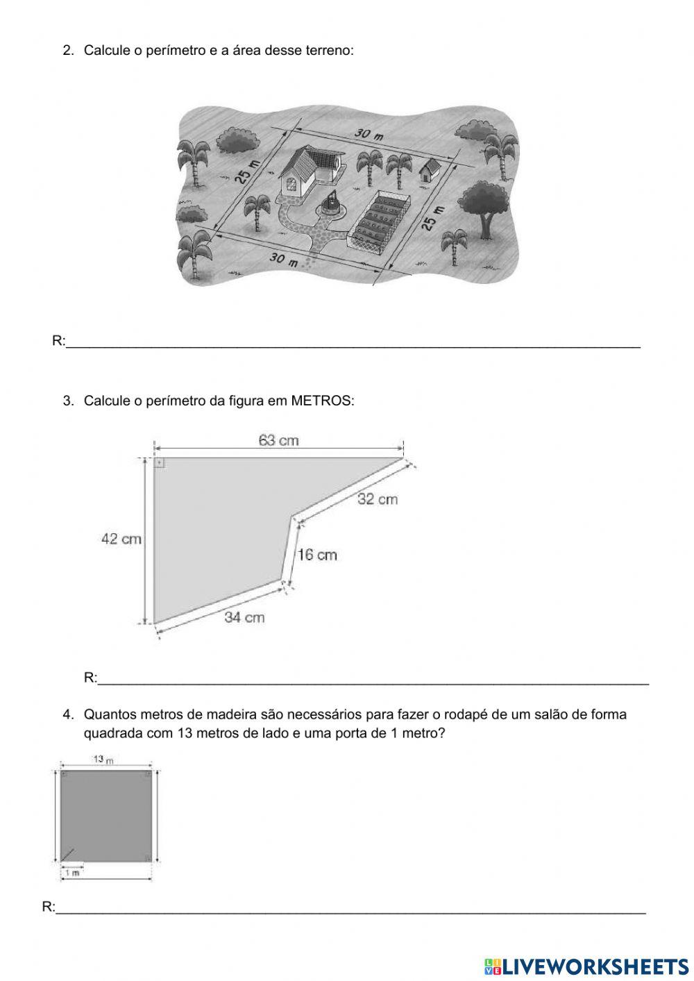 Revisão: área e perímetro