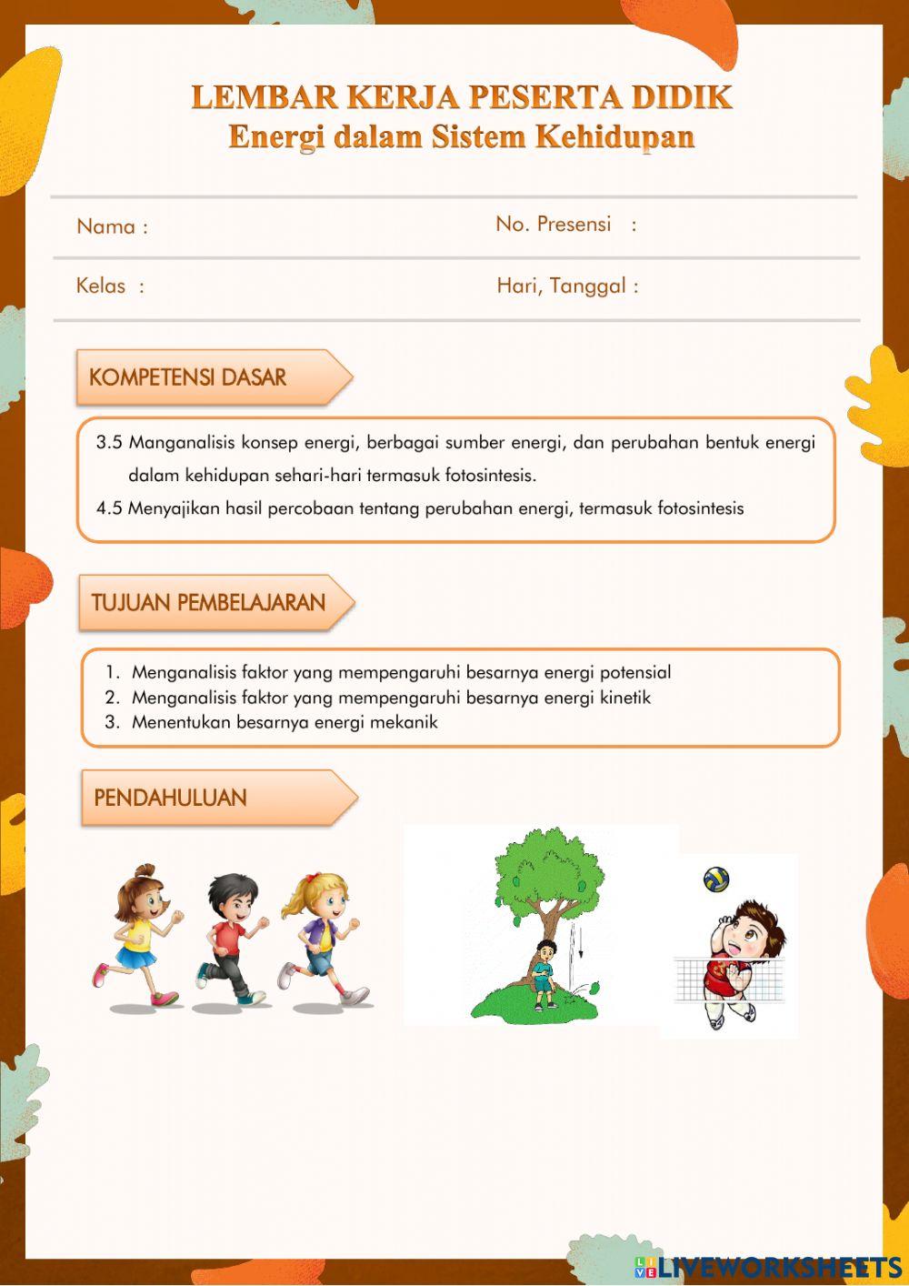 LKPD Energi dalam Sistem Kehidupan