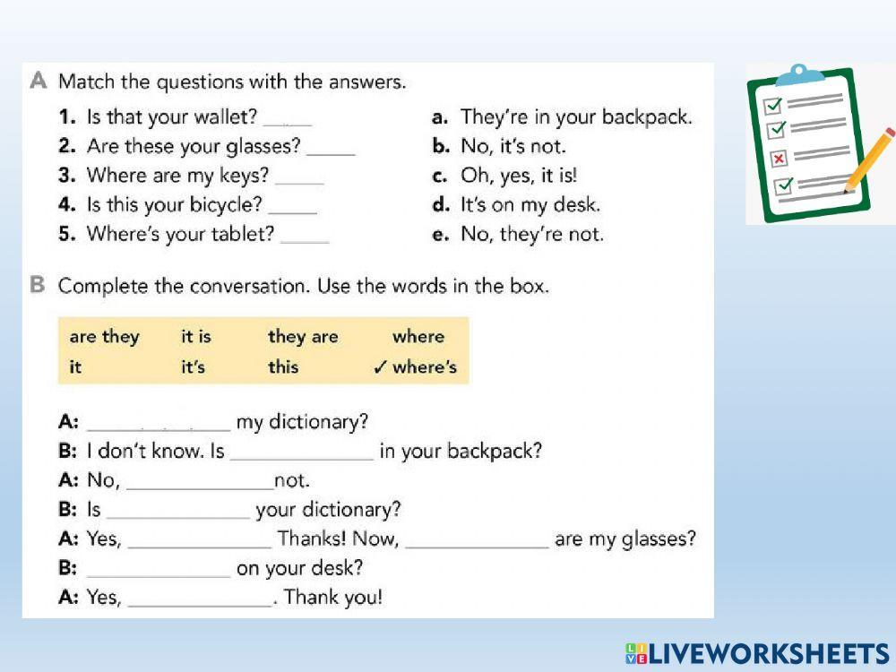 Yes-No and where questions with be