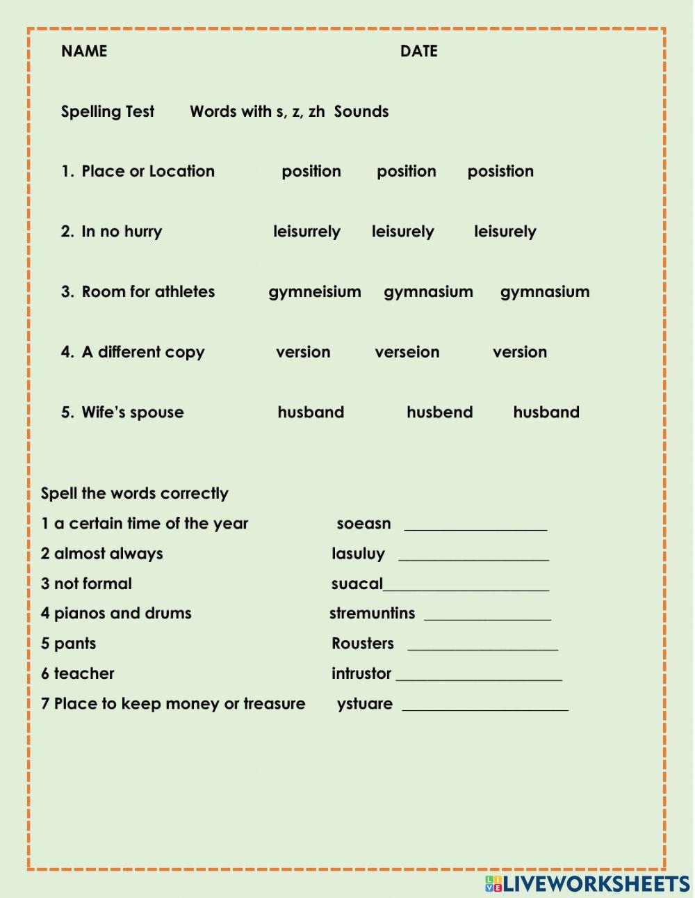Spelling ei and ie words worksheet live worksheets