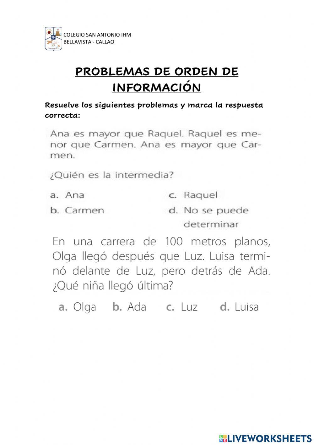 Problemas de orden de información