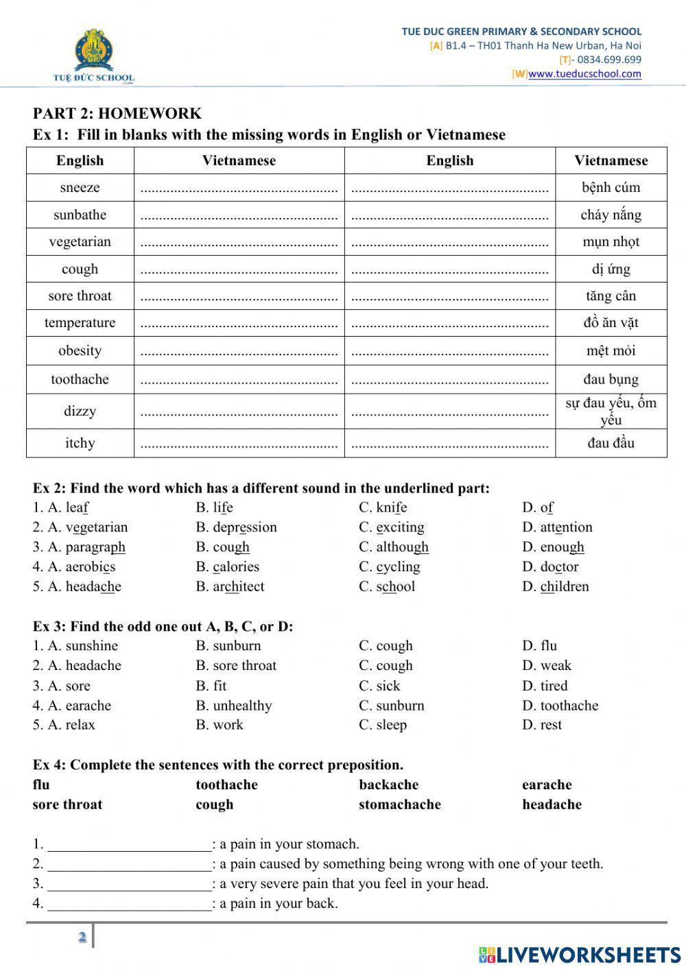 E7U2-Weekend worksheet