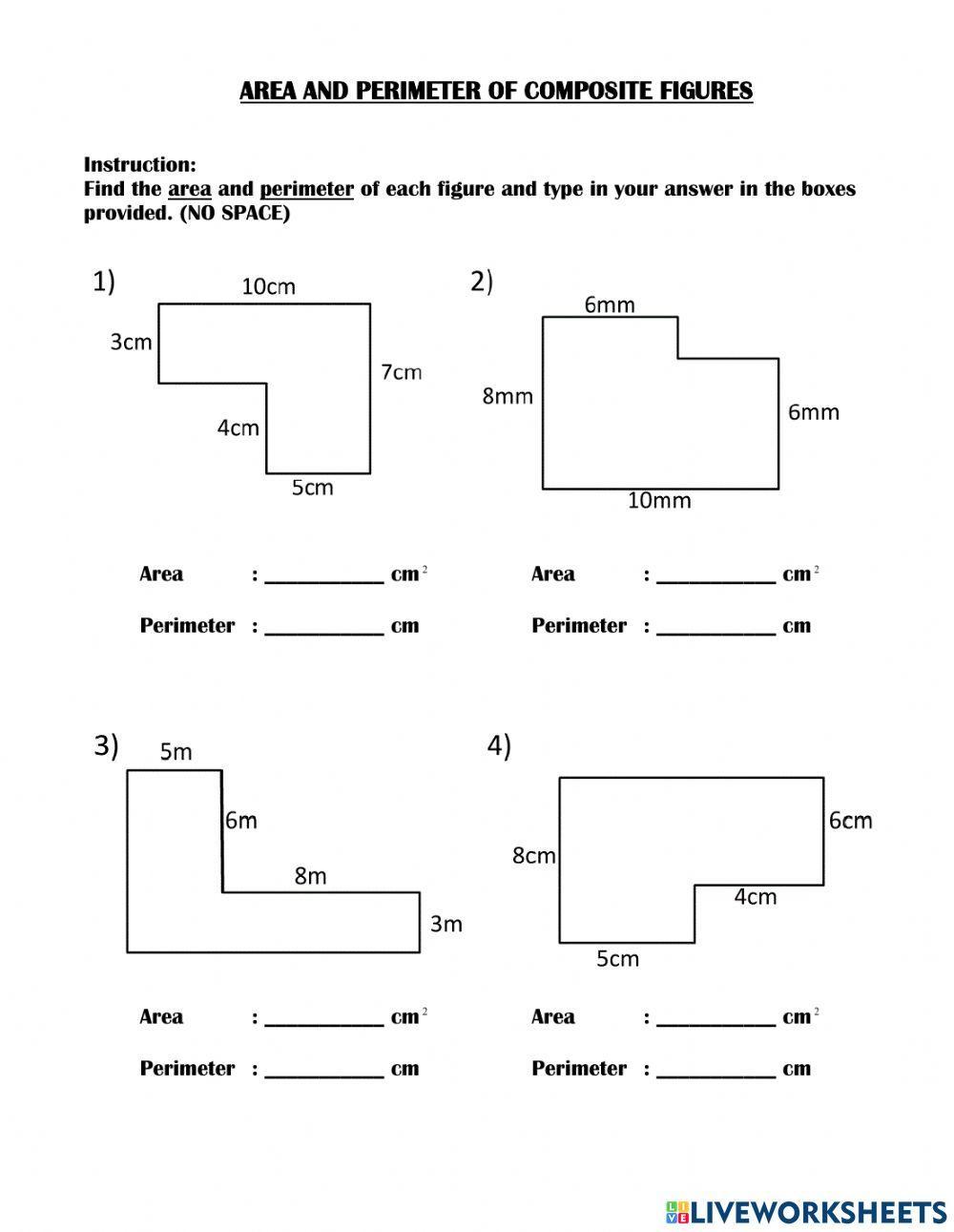 Area and perimeter of composite figures worksheet | Live Worksheets area-and-perimeter-of-composite-figures-worksheet-live-worksheets