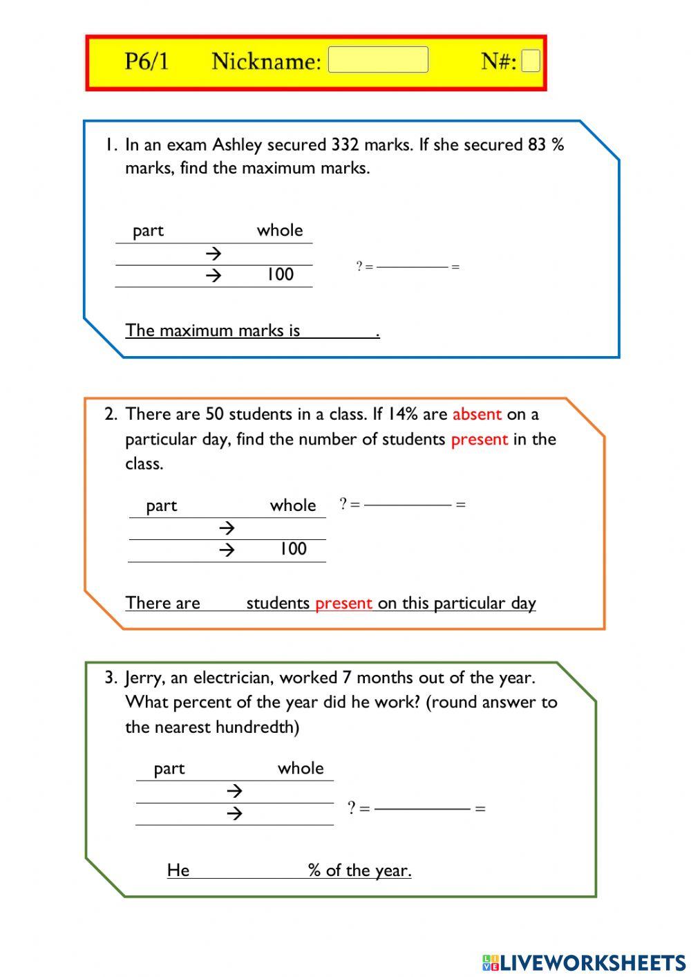 Percentage word problems