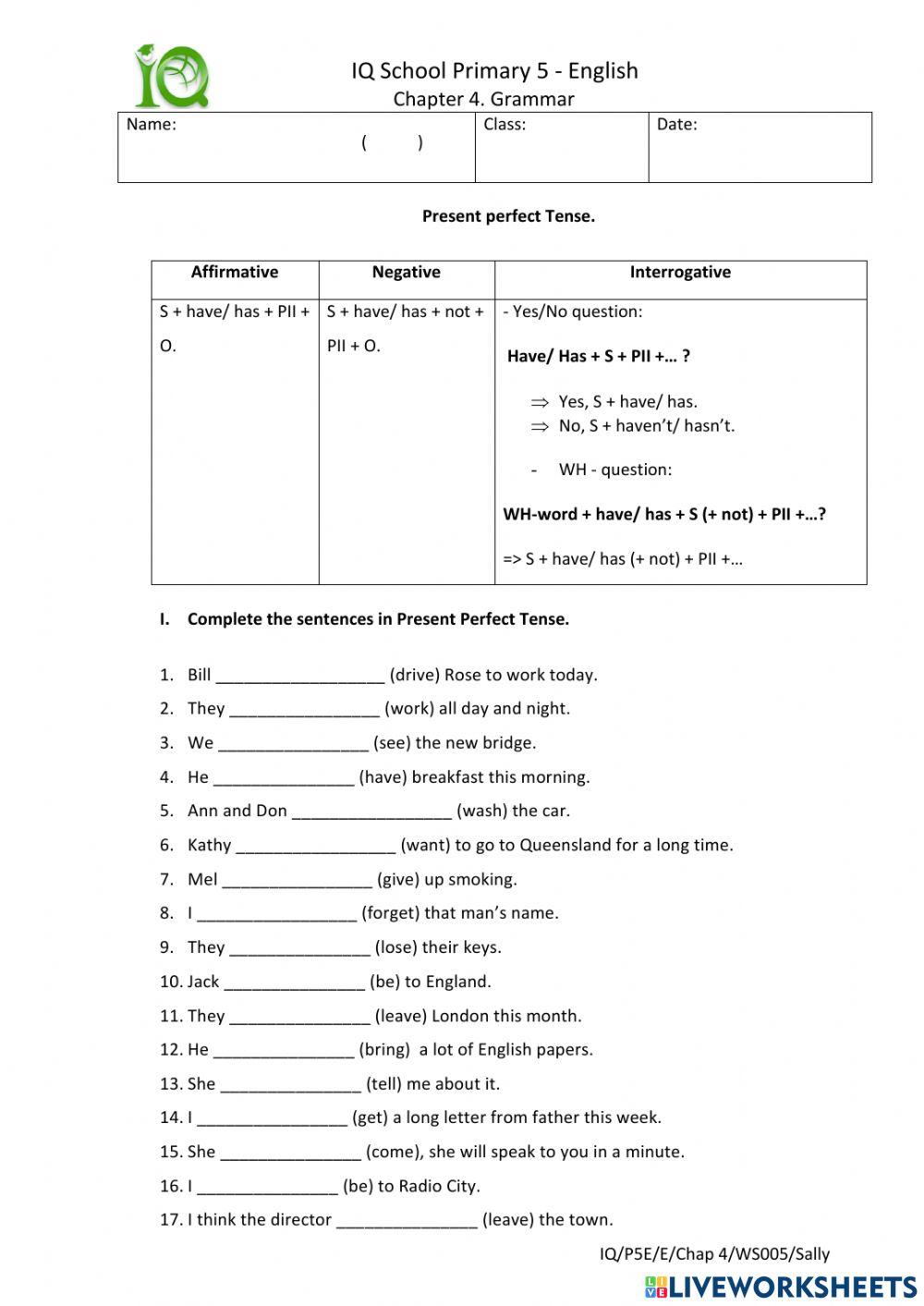 Present Perfect Tense
